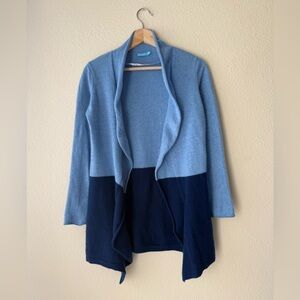 J McLaughlin 100% Cashmere Cardigan XS Blue Colorblock Open Front Sweater
